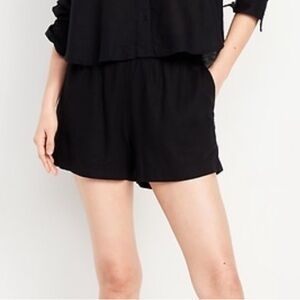 Old Navy Women's High Waist Black Linen Shorts